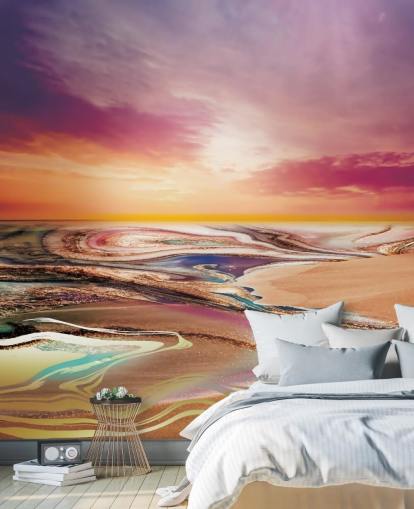 colores del atardecer en papel pintado de mármol