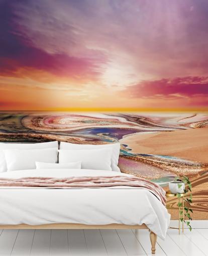 colores del atardecer en papel pintado de mármol
