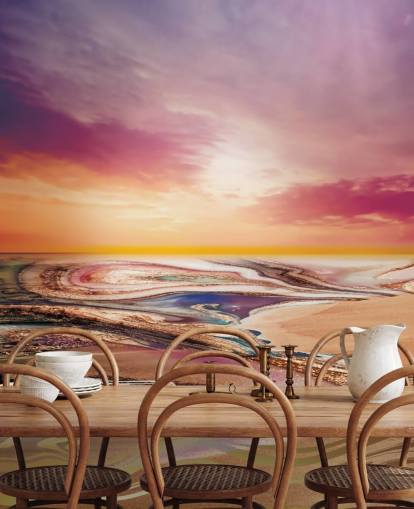 sunset colours in marble wallpaper