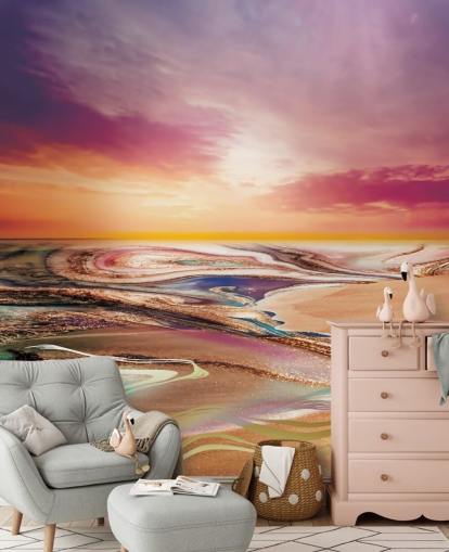 sunset colours in marble wallpaper