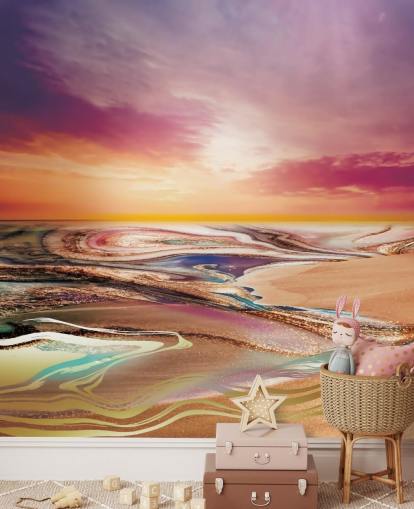 colores del atardecer en papel pintado de mármol