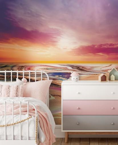 sunset colours in marble wallpaper