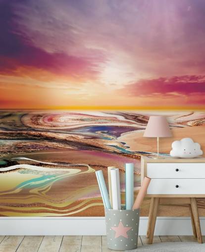 colores del atardecer en papel pintado de mármol