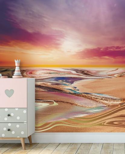 sunset colours in marble wallpaper
