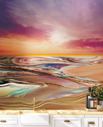 sunset colours in marble wallpaper