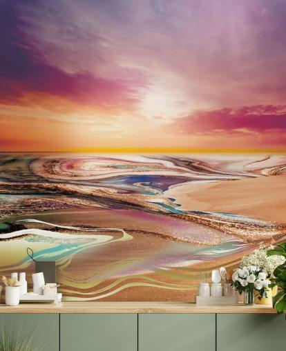 colores del atardecer en papel pintado de mármol