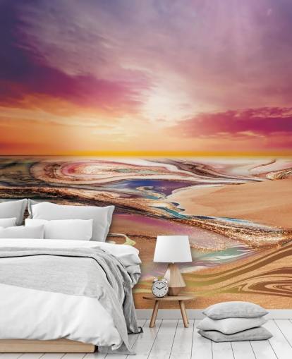 colores del atardecer en papel pintado de mármol