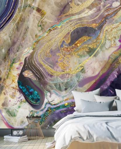 papier peint mural en marbre doré et violet appelé Gold Dust Purple pour les chambres et les salons papier peint mural en marbre doré et violet appelé Gold Dust Purple pour les chambres et les salons