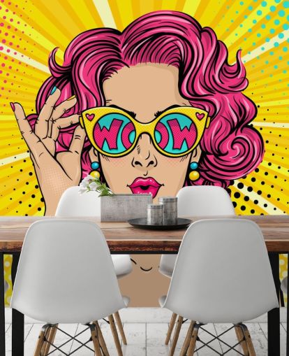 papier peint mural pop art personnalisable coloré appelé Wow Pop Art pour chambre