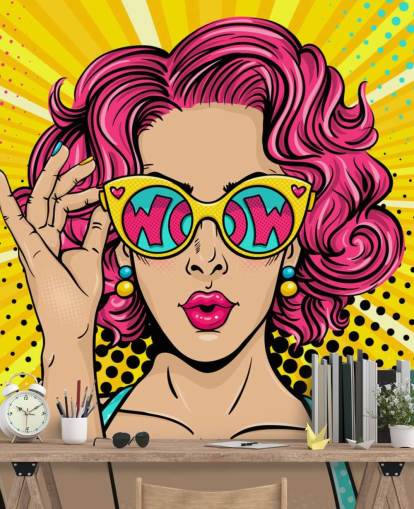 papier peint mural pop art personnalisable coloré appelé Wow Pop Art pour chambre papier peint mural pop art personnalisable coloré appelé Wow Pop Art pour chambre