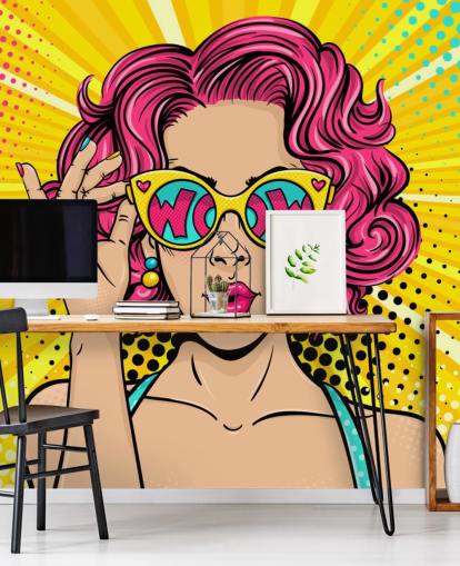 mural colorido y personalizable de papel pintado pop art llamado Wow Pop Art para dormitorio mural colorido y personalizable de papel pintado pop art llamado Wow Pop Art para dormitorio