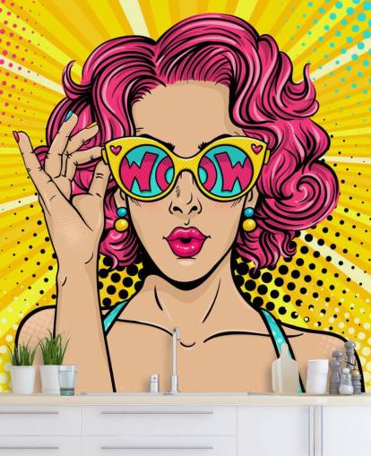 papier peint mural pop art personnalisable coloré appelé Wow Pop Art pour chambre