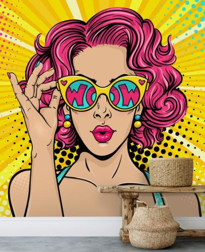 mural colorido y personalizable de papel pintado pop art llamado Wow Pop Art para dormitorio