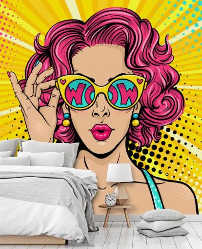 papier peint mural pop art personnalisable coloré appelé Wow Pop Art pour chambre
