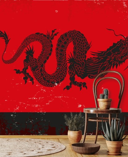 Black Dragon Bright Red Wallpaper