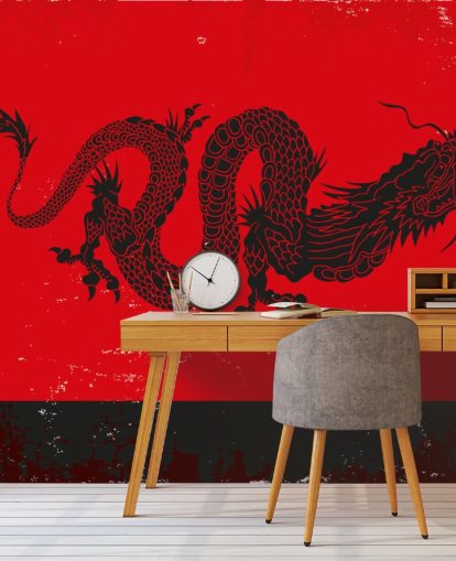 Black Dragon Bright Red Wallpaper