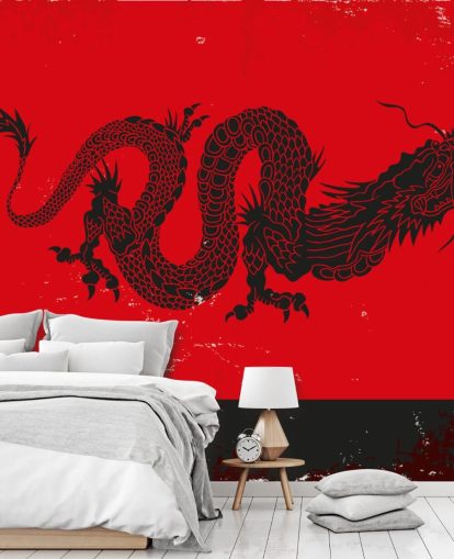 zwarte drakenschilderij op rode en zwarte achtergrond behang zwarte drakenschilderij op rode en zwarte achtergrond behang