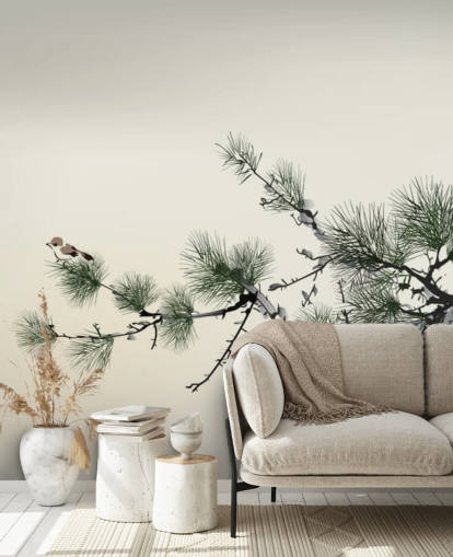 Papier Peint Oriental Branche avec Petit Oiseau Papier Peint Oriental Branche avec Petit Oiseau