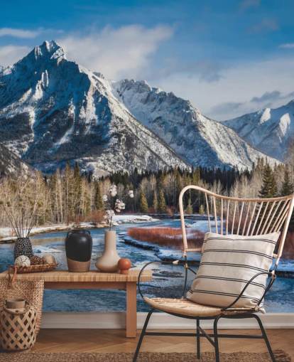 Mount Lorette ja Kananaskis Joki Kananaskis River Wallpaper 