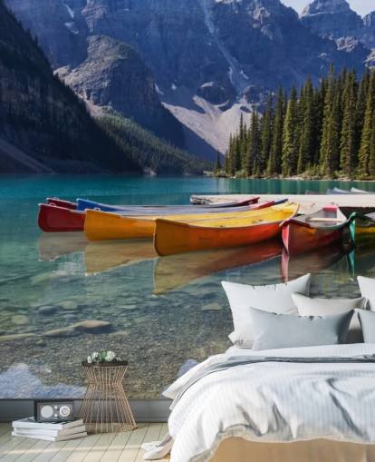 Morainejärven kanootit Moraine Lake Canoes Wallpaper 