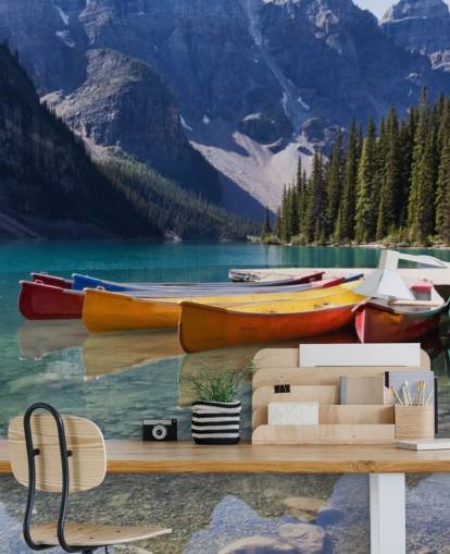 Moraine Lake Kanus Moraine Lake Canoes Wallpaper 