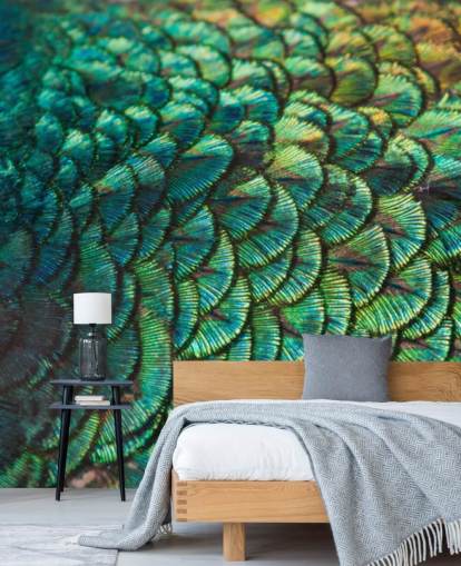 Emerald Feathers Wall Mural
