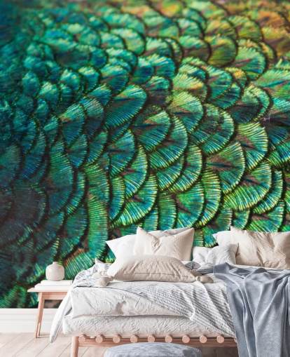 Mural de pared Plumas esmeralda