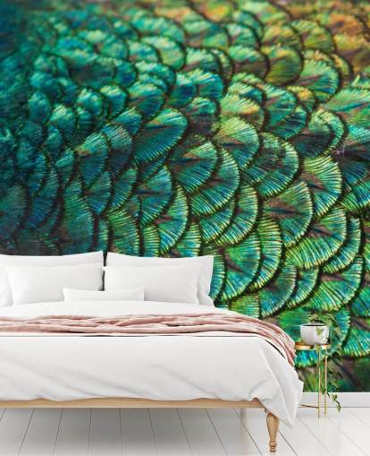 Mural de pared Plumas esmeralda Mural de pared Plumas esmeralda