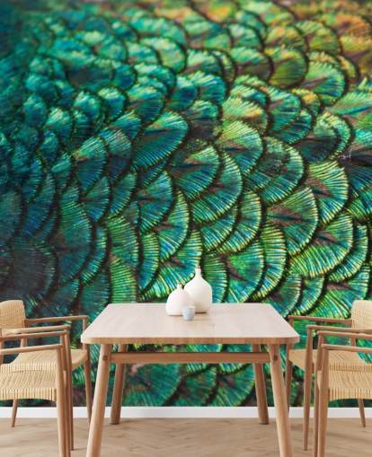 Decorazione murale con piume di smeraldo