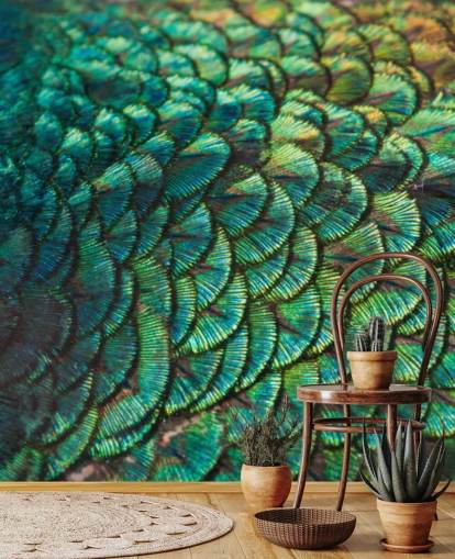 Emerald Feathers Wall Mural