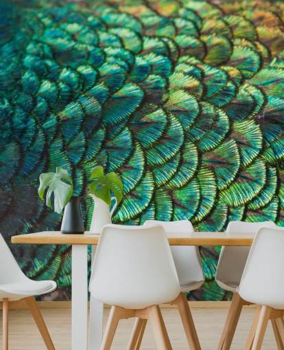 Emerald Feathers Wall Mural
