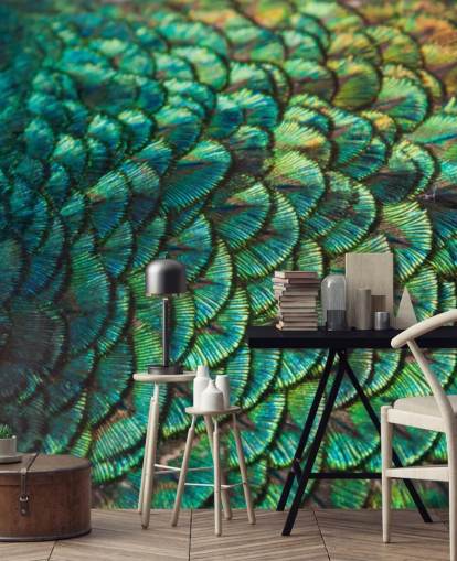 Decorazione murale con piume di smeraldo