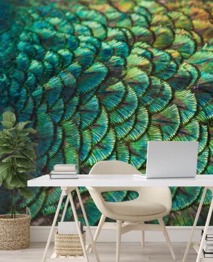 Emerald Feathers Wall Mural