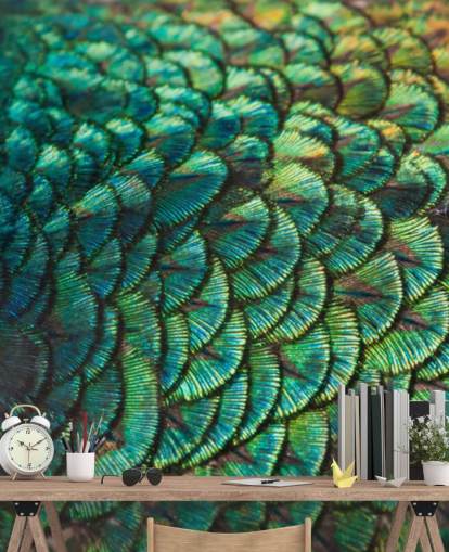 Emerald Feathers Wall Mural Emerald Feathers Wall Mural