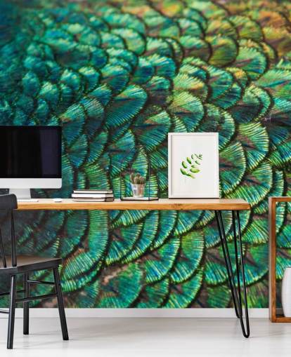Emerald Feathers Wall Mural