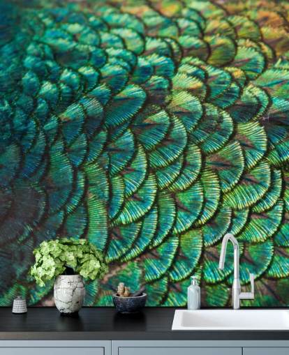 Emerald Feathers muurschildering Emerald Feathers muurschildering