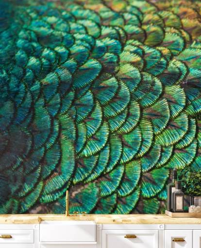 Emerald Feathers Wall Mural