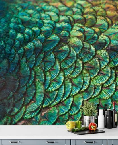 Mural de pared Plumas esmeralda