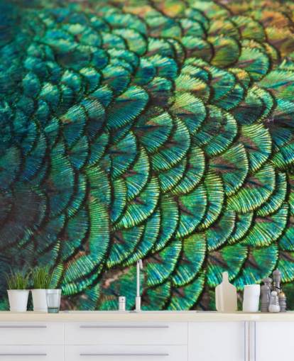 Mural de pared Plumas esmeralda