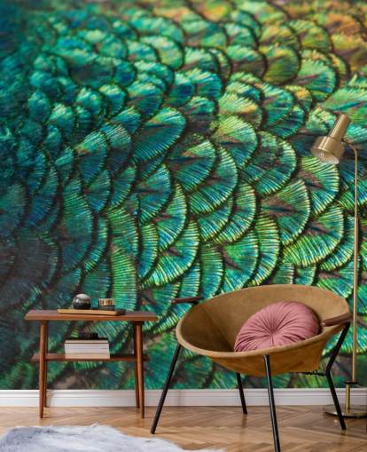 Emerald Feathers Wall Mural