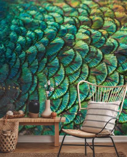 Emerald Feathers Wall Mural Emerald Feathers Wall Mural
