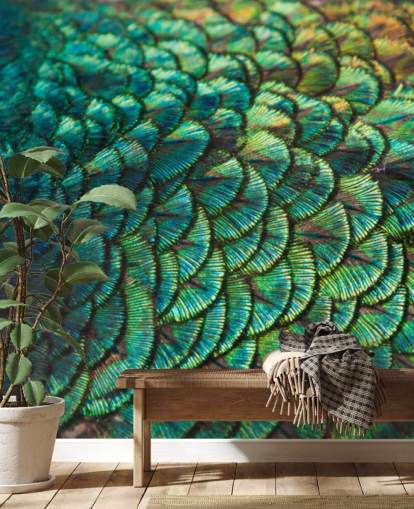 Emerald Feathers Wall Mural Emerald Feathers Wall Mural
