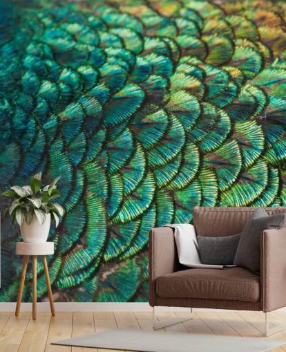Emerald Feathers Wall Mural