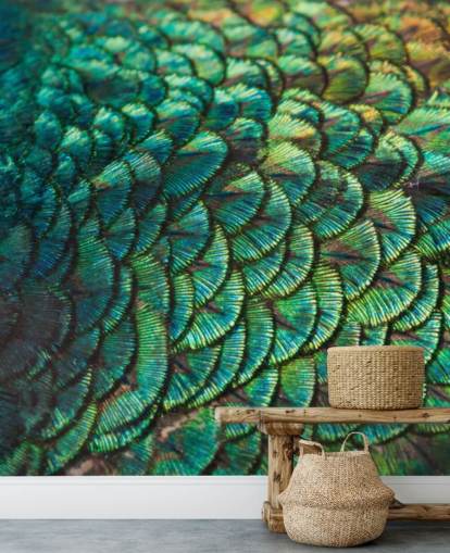 Mural de pared Plumas esmeralda