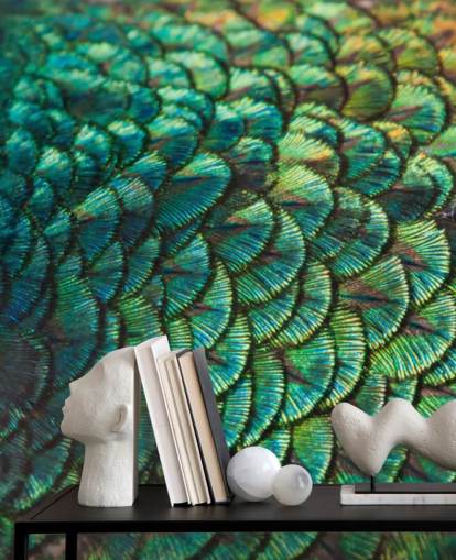Emerald Feathers Wall Mural