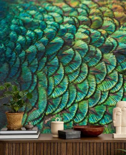 Décoration murale plumes d'émeraude