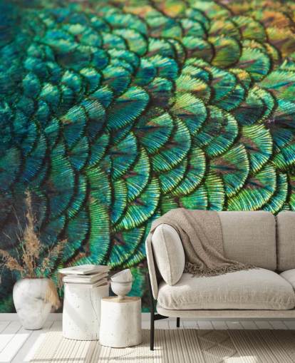 Smaragd Federn Fototapete