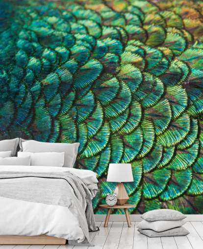 Decorazione murale con piume di smeraldo