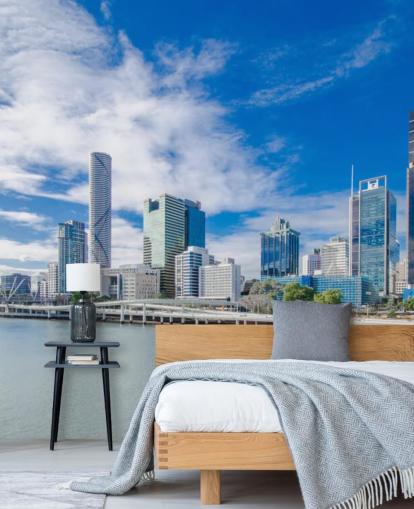 blue and white cloud sky over brisbane wallpaper