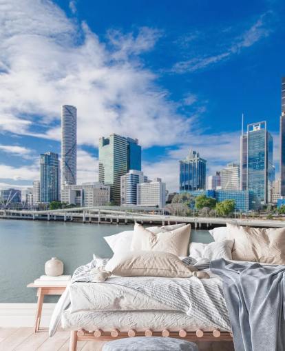 blauer und weißer Wolkenhimmel über Brisbane Tapete